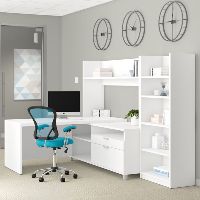 Upper Square™ DeSandre LShape Executive Desk with Hutch and Bookcase